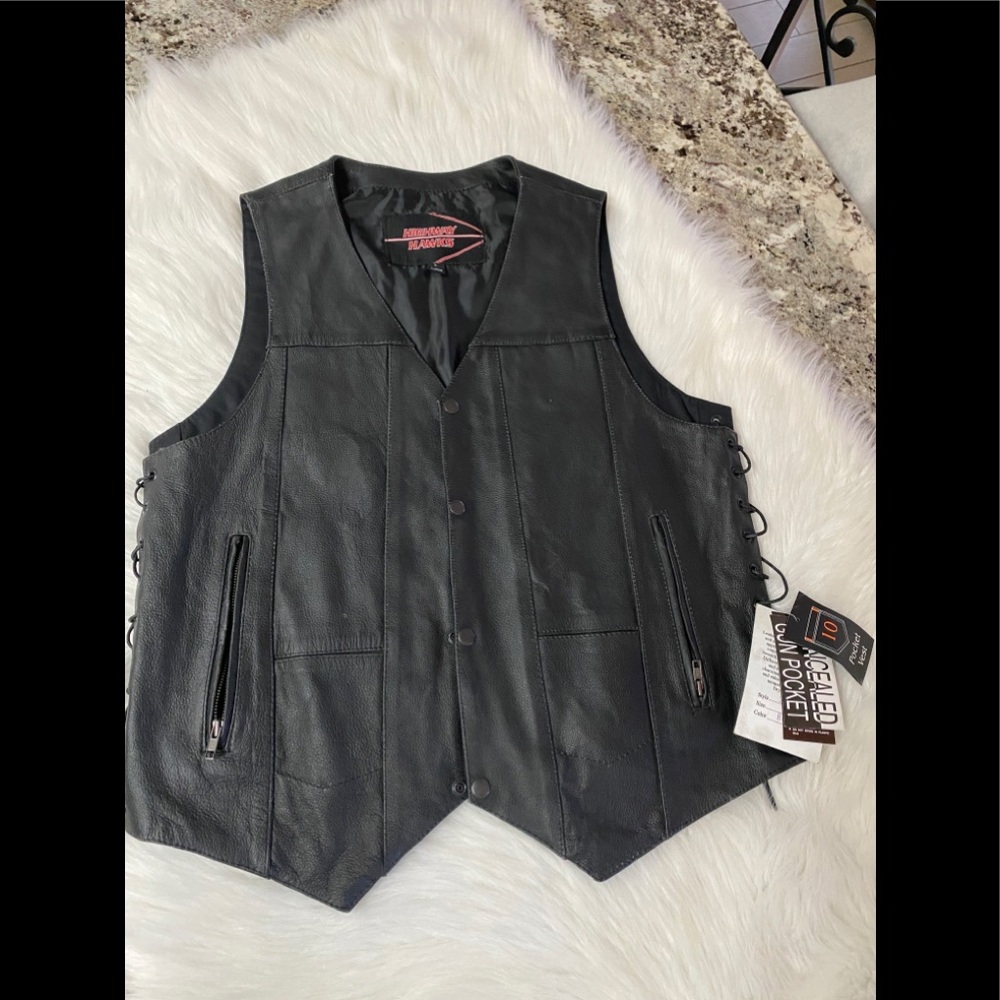 Leather Conceal Carry 10 pocket Vest